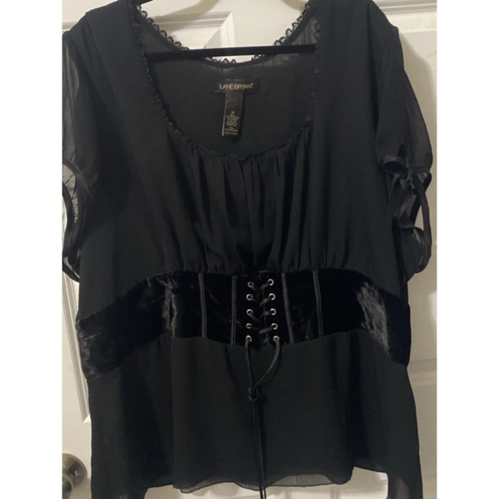 Lane Bryant Whimsigoth Y2k Black Corset Top Size 28‎ 3738